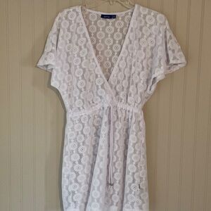 Apt. 9 White Lace V-Neck Cover-Up with Drawstring